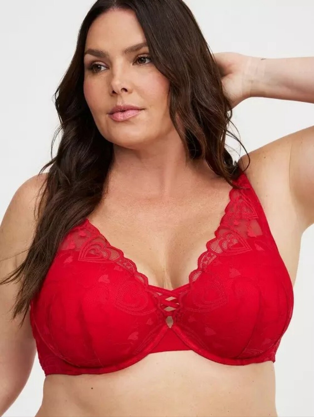Torrid Red XO Plunge Push-Up Lace Bra Underwire Sz 38DD